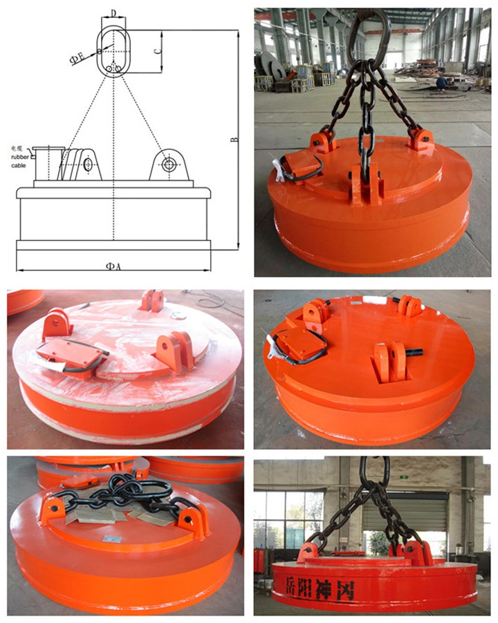 2 Ton Circular Type Eot Crane Electro Lifting Magnet for Steel Scrap